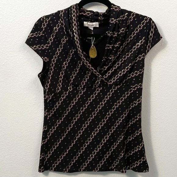 Ally B. Surplice Attached Necklace Large Top Short Sleeve Chain Design Y2K - Picture 2 of 12